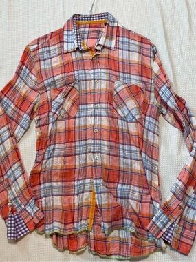Arnold Zimberg Men's Orange Plaid Button-Down Shirt